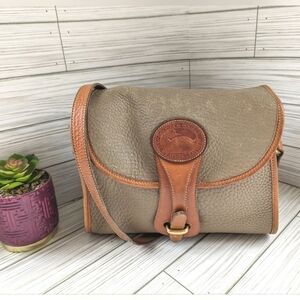 Vintage Dooney and Bourke Essex AWL Crossbody Bag in Taupe and British Tan Trim